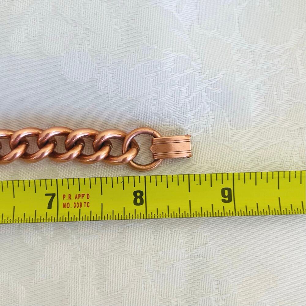 Bracelet Solid Copper Link Chain Men's Unisex 8" - image 8